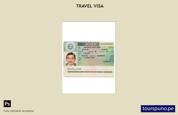 Plantilla de visa Schengen para Lituania (Litva) lista para imprimir